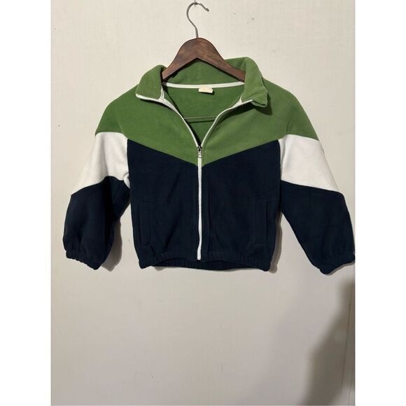 NWOT Well Kids Size 5T Green White Blue Colorblocked Full Zip Jacket Coat - Picture 1 of 3